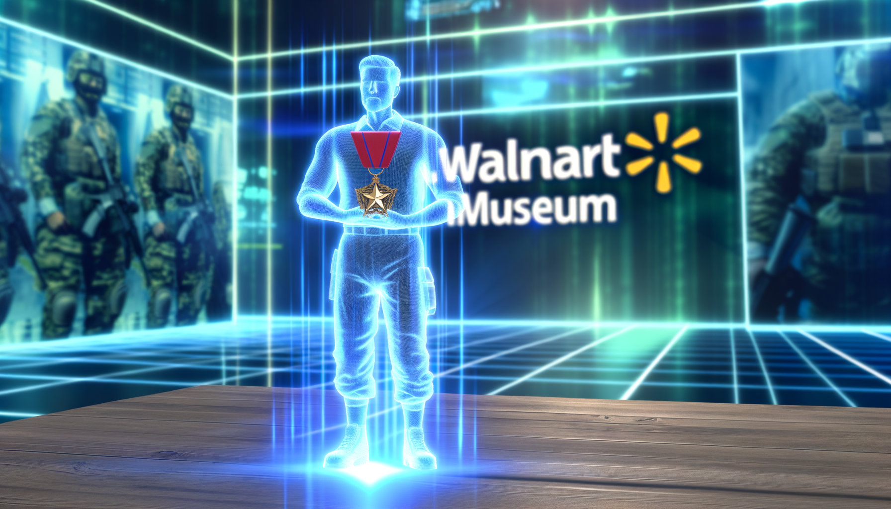 Голограмма героя с Медалью Почета в музее Walmart