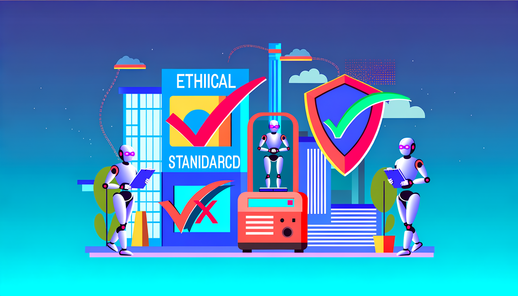 Иллюстрация автоматизированных систем тестирования искусственного интеллекта, символизирующая тренды 2025 года