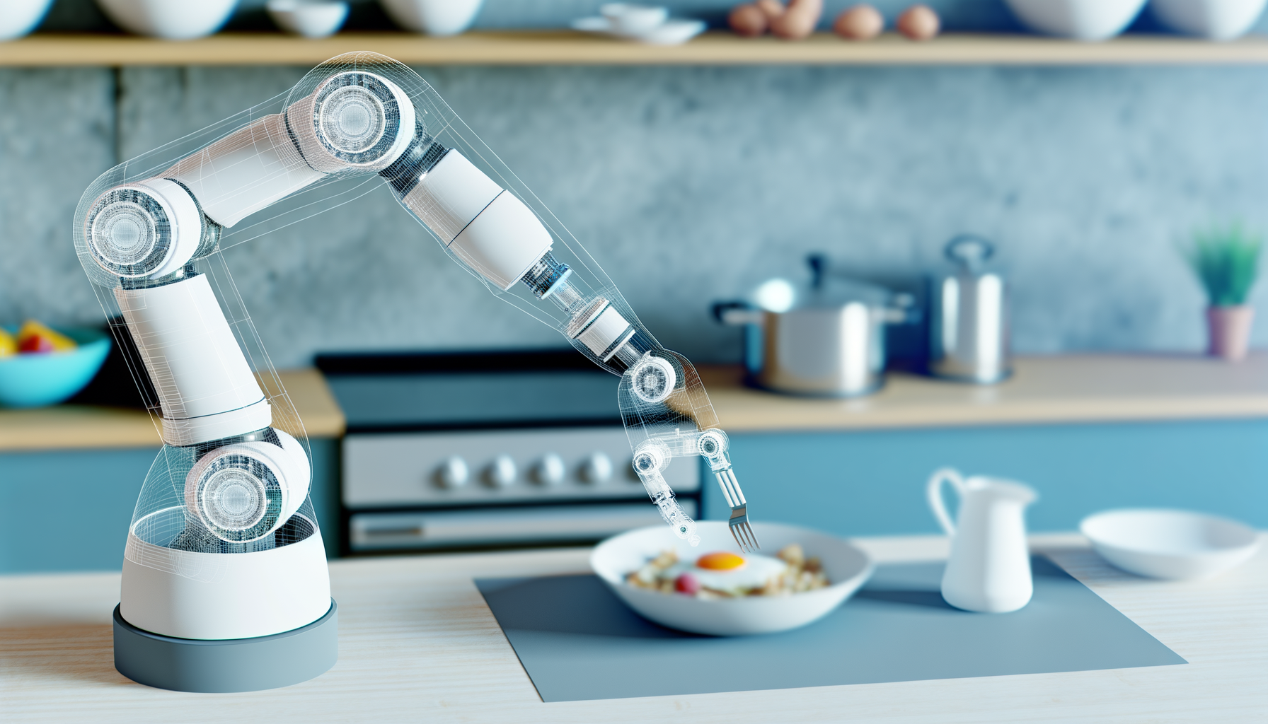 Роботизированная рука на кухне, демонстрирующая новые возможности автоматизации.